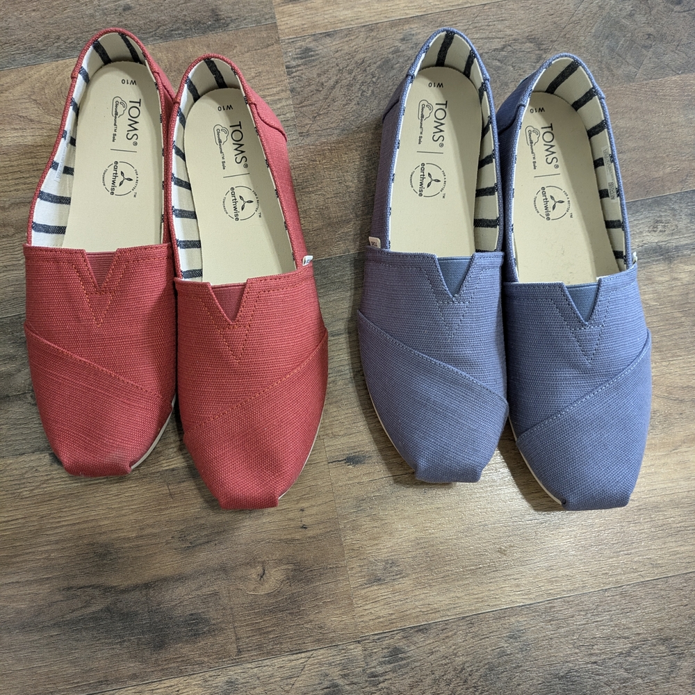 Toms Red and Blue Slip-On Loafers